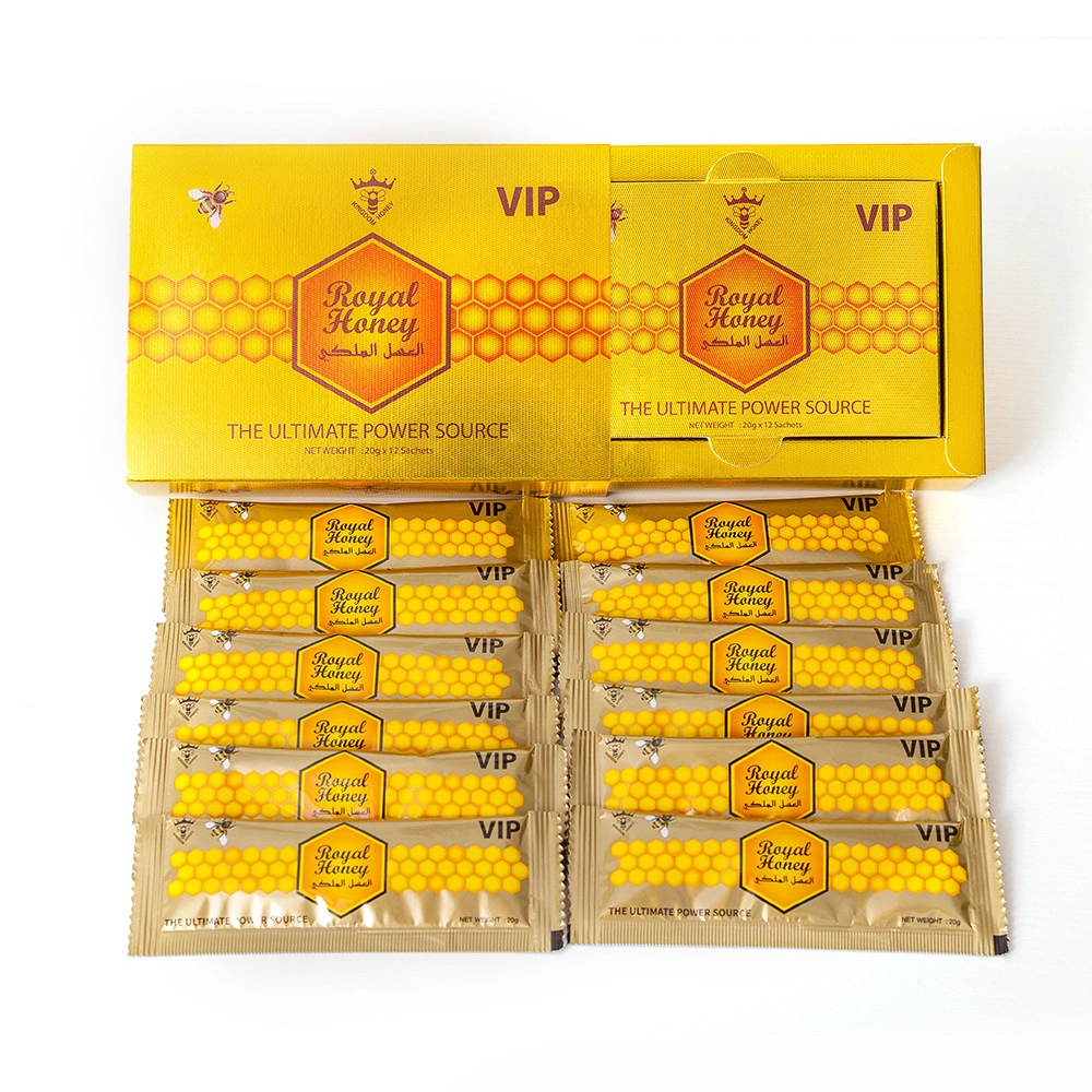 Mel de Aumento Sexual por Atacado Royal VIP para Homens - Ouro (12 sachês - 20 g)