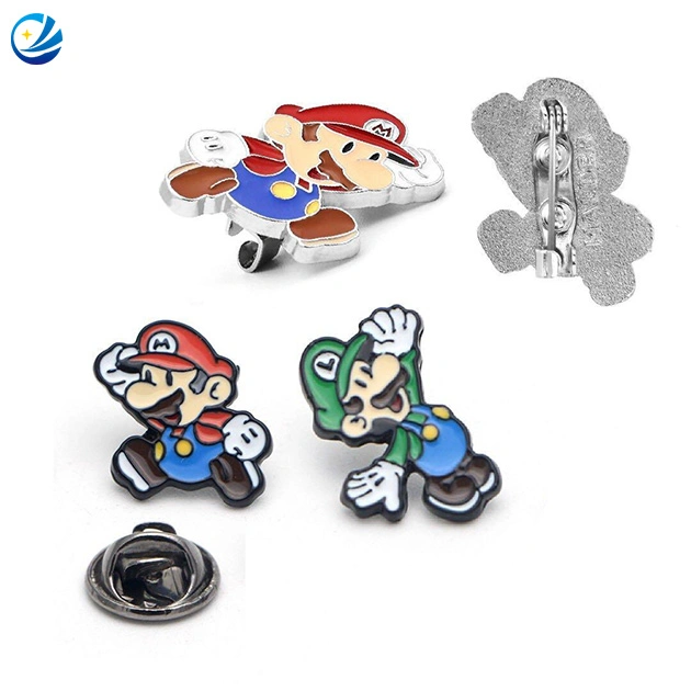 Custom Anime American Cartoon Character Spiders Stocked Logo Low MOQ Supplier Enamel Pin Super Mario Pin