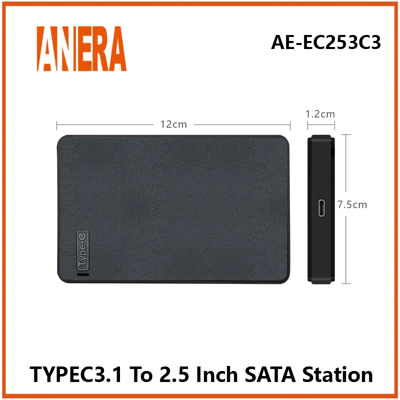 Anera Boîtier de disque dur USB3.0 Type-C 3.1 très demandé pour disque dur SATA 2,5 pouces SSD SATA