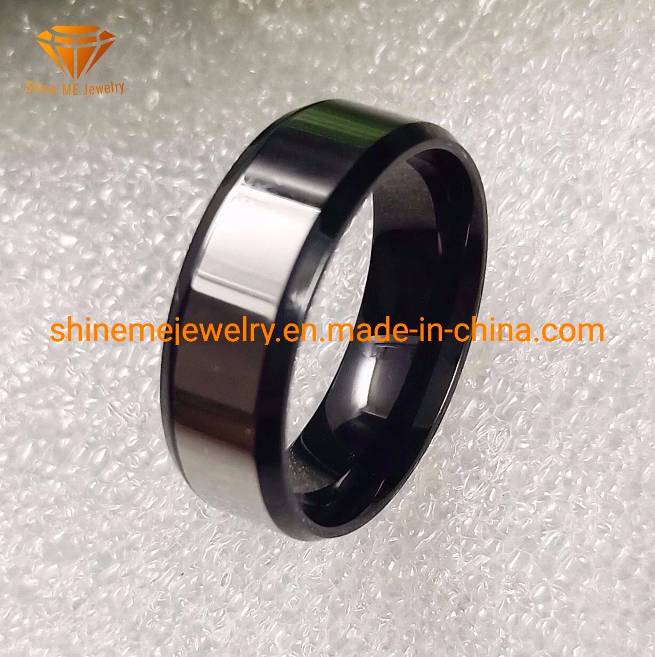 Fashion Polished Silver Surface and Black Bottom Stainless Steel Ring Body Jewelry SSR1968