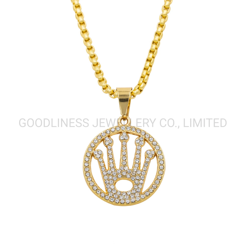 Manufacturer Popular New Hip Hop Crown Diamond Pendant Necklace