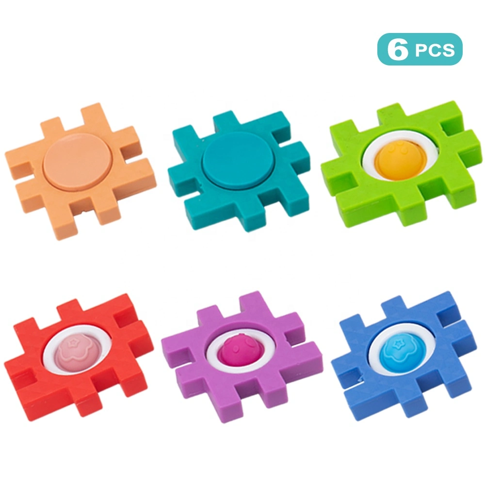 Magical Puzzle Cube Multifunctional Push Pop 6 PCS Finger Hand Spinner Fidget Press Bubble Sensory Toy for Kids