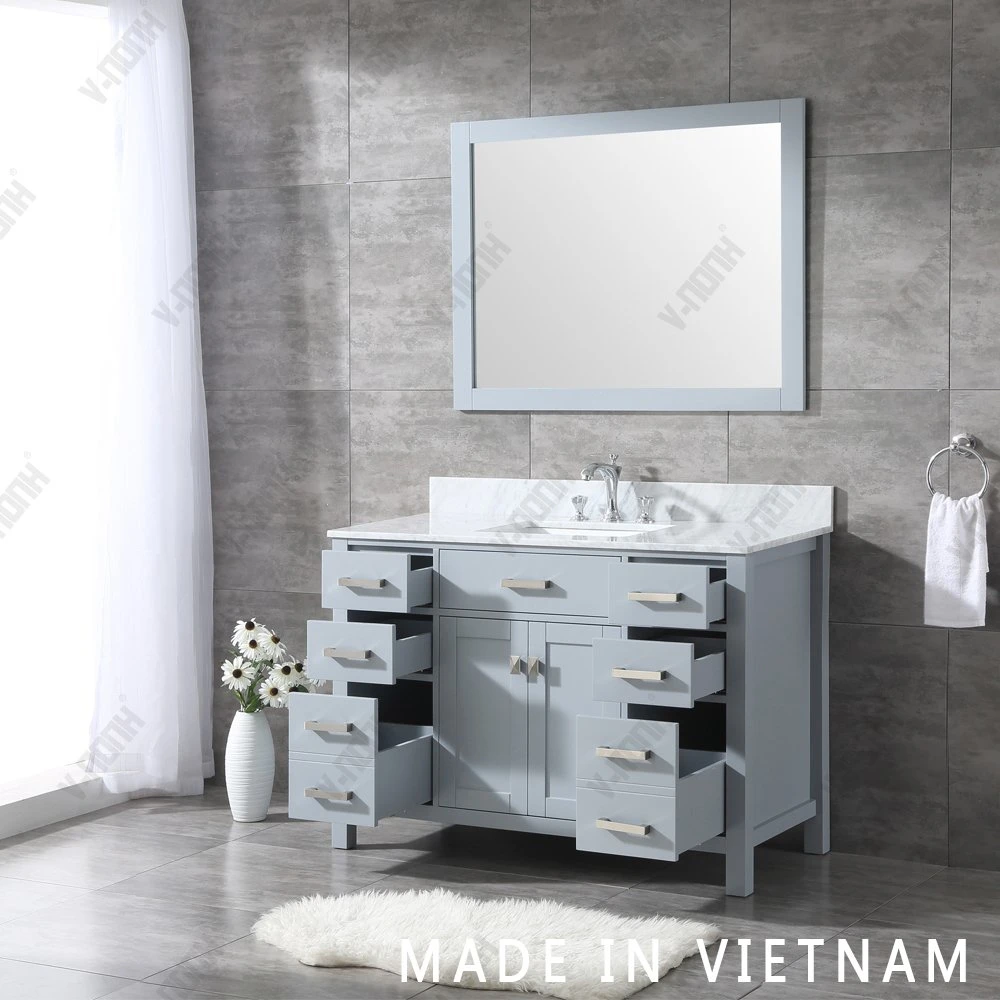 Best Seller Grey Finish Solid Wood Accessories Bathroom Vanity Cabinet