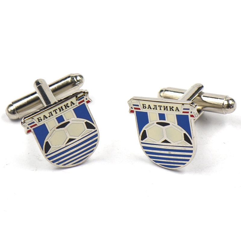 Fábrica de China hecho personalizado imitación chapado en plata y bronce Esmalte Duro Rusia Baltika Cufflink Fútbol Club