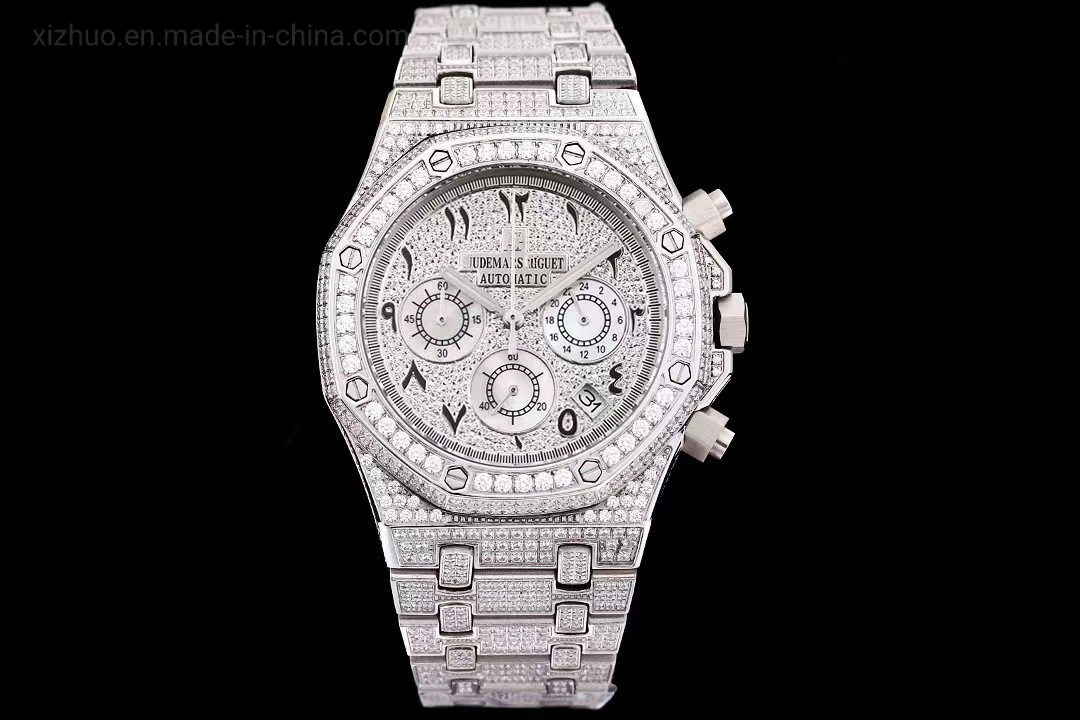 2023 Iced Diamante relógio de pulso de luxo para assistir os homens de prata dourada Hip Hop relógios com caso de bijutaria dons grandes fornecedores de vigilância Dia