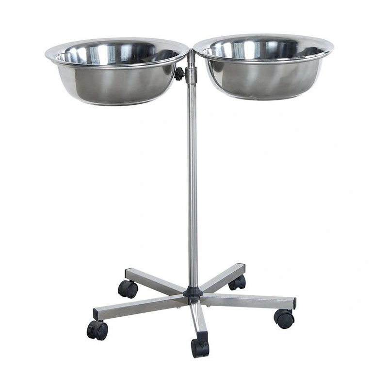 Mk-S34 Mobile Hand Wash Basin Stand Double Bowl Trolley for Hospital