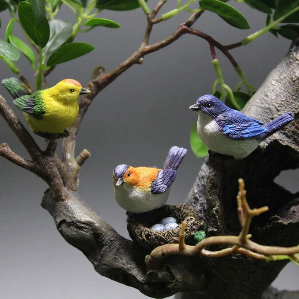 5 PCS Resin Fairy Bird Nest Figurines Creative Polyresin Animal Statues for Decoration