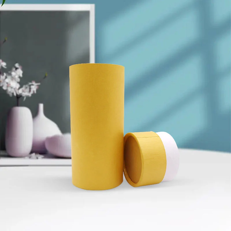 Customized Size Yellow Colorful Cylinder Box Food Container Packaging Cardboard Paper Tube