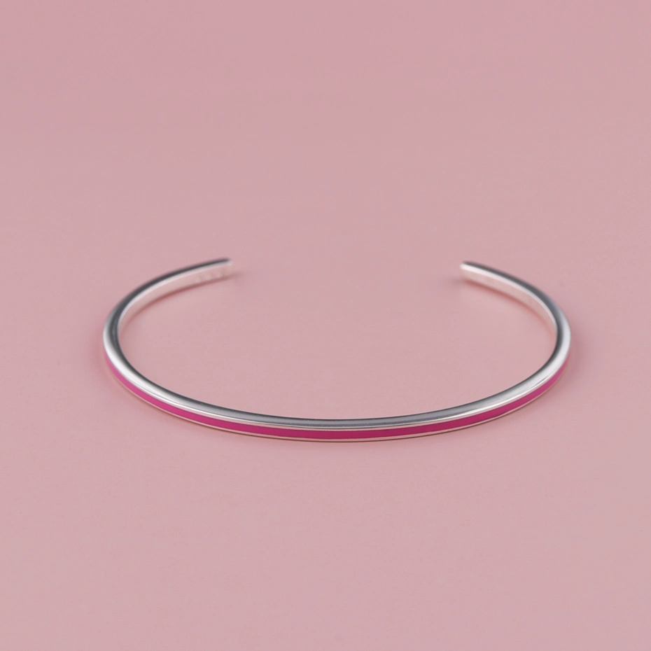 Extremely Simple Small Pink S925 Silver Antioxidant Female Bracelet