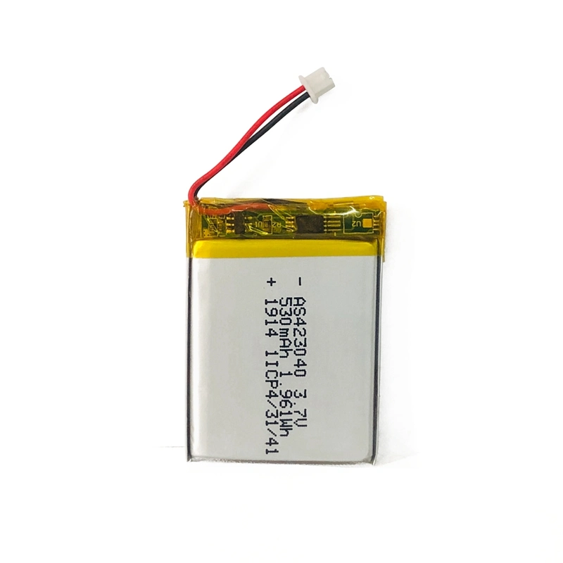 UL2054 Certification 423040 Rechargeable 3.7V 530mAh Lithium Polymer Battery Pack