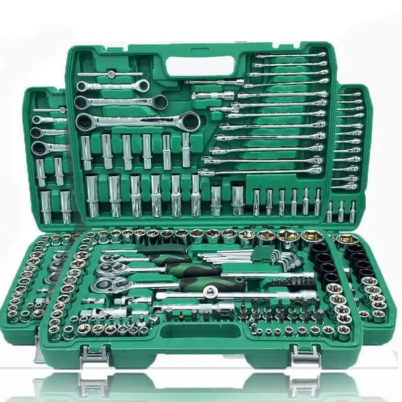 150PCS Include 1/4" 1/2" 3/8" Socket Set Ratchet Wrench Set Auto Repair Tools with Spanner and Bit Special