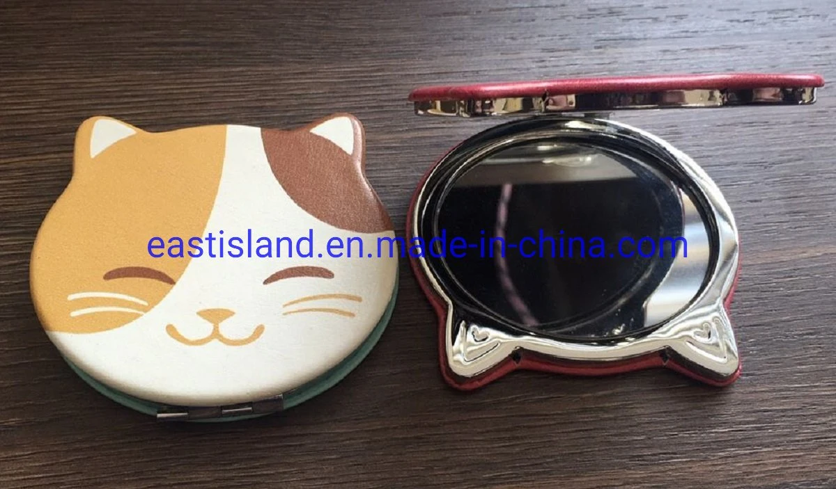 Hot Selling Promotion Gift Cat Shaped Design Travel Compact Makeup Mirror