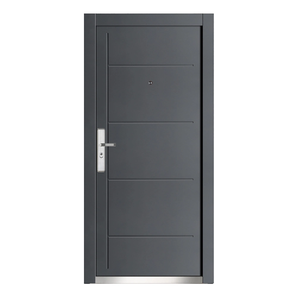 Outside Grey Powder Coated Inside Wood Grain Steel Door