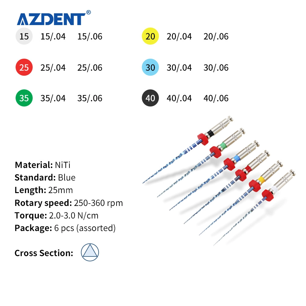 Blue Color Dental Endo V Engine Verwenden Sie Root Canal Rotary Datei 25mm #15-#40
