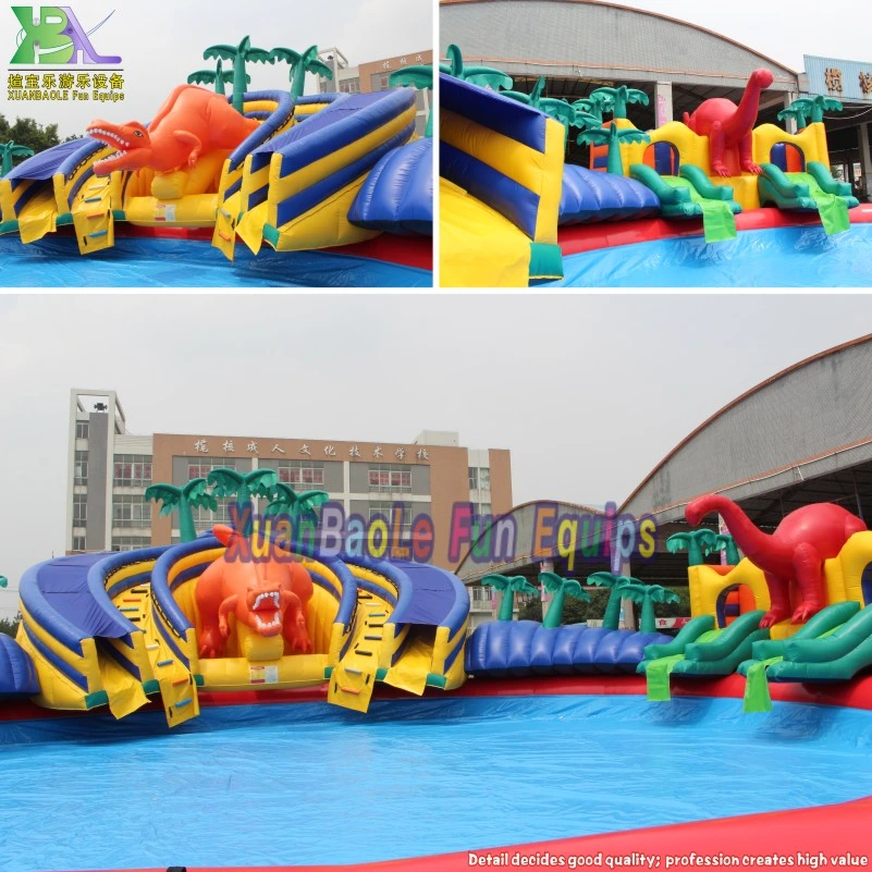 Gigante Dinosaur tema Inflatable agua Slide Pool Jurassic Inflatable Amusement Parque