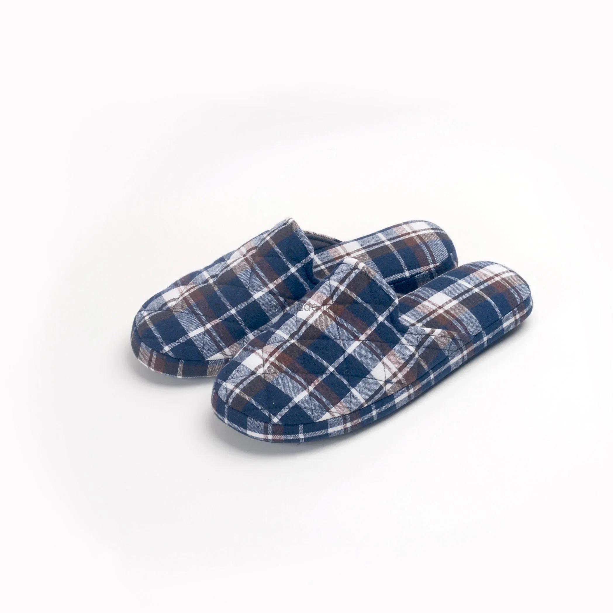 Verificações de tartan Mula Trincá Plana Foxing Piscina Toscana chinelos 3A336-4