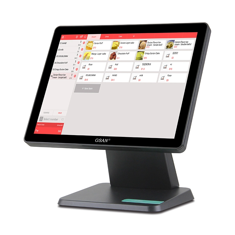 Black Single Screen 15 Inch Capacitive Touch Cash Register POS System