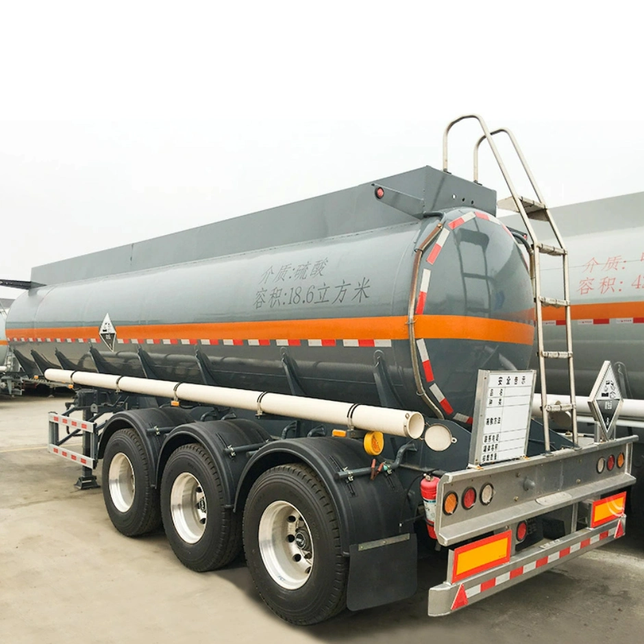 Chemical Acid Liquid Trucks 28t HCl Chemical Acid Liquid Drink Water Carbon Steel Lined PE Tank with Acid Chemical Pump