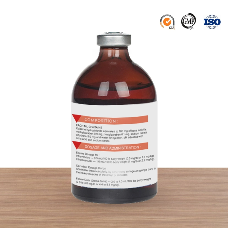 Chinese Factory Veterinary Medicine Drugs 100mg/Ml Xylazine Hydrochloric Injection for Horses and Cervidae