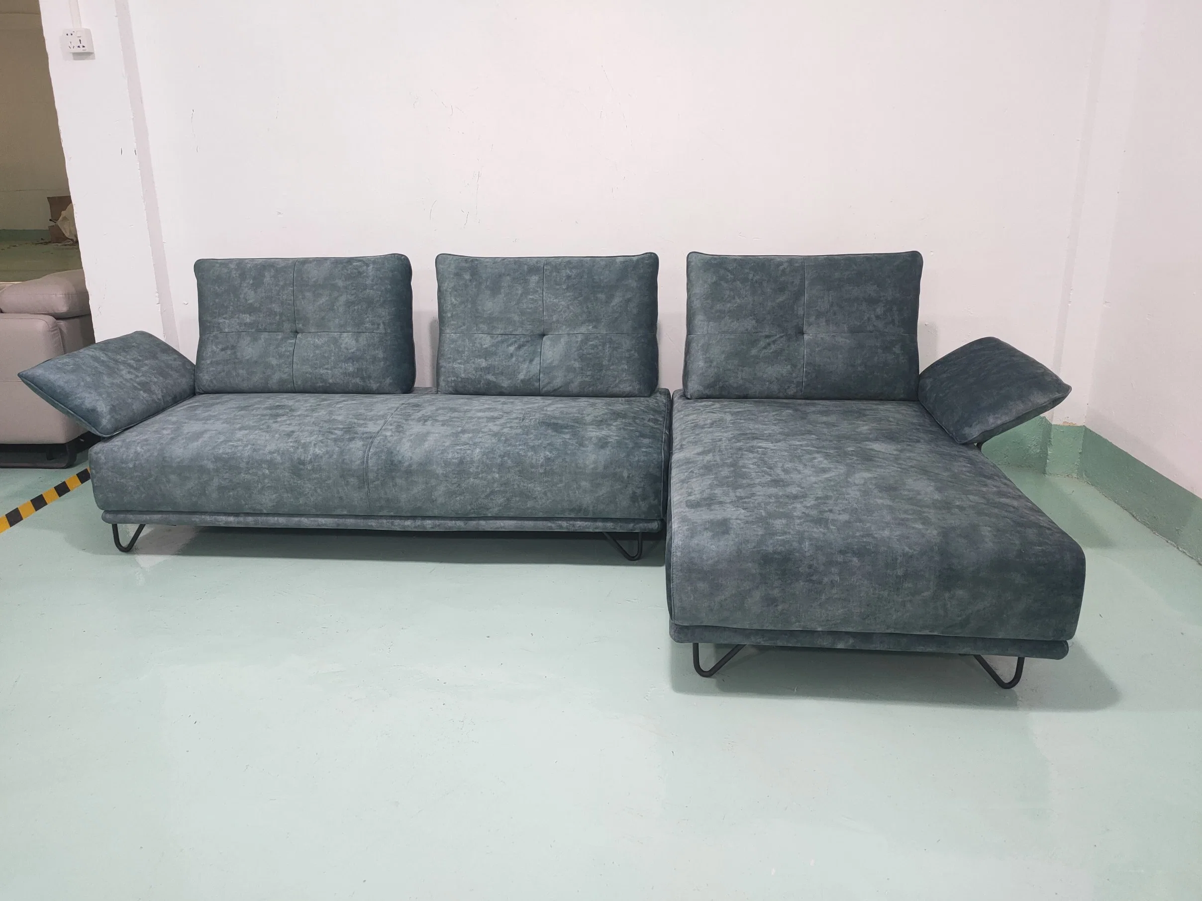 Concise Modern Living Room Set Metal Legs Velvet Fabric Sofa Home Furniture