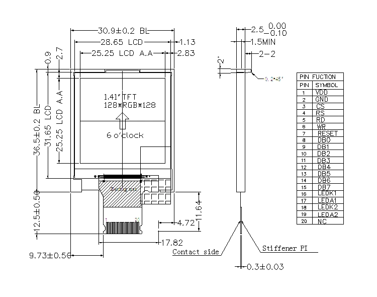 Ronen 1.4 Inch 128X128 Resolution Wide Temperature TFT LCD Display Module Screen for Coffee Machine