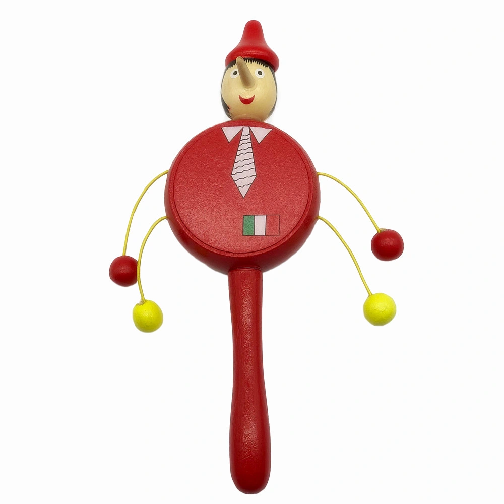 Pinocchio Design Wooden Kids Toys Chinese Rattle Drum