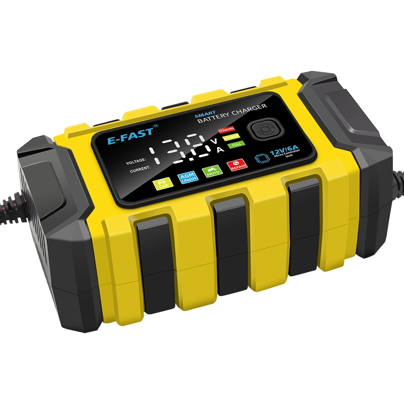 Portable 12V Car Battery Charger 6A Automatic Intelligent Pulse Repair Lead Acid Battery Charger