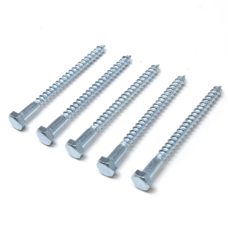 Hex Head Cap Tapping Long Wood Screws Zinc DIN571 Hexagon Head Self Tapping Half Tooth Screw M6 M8 M12