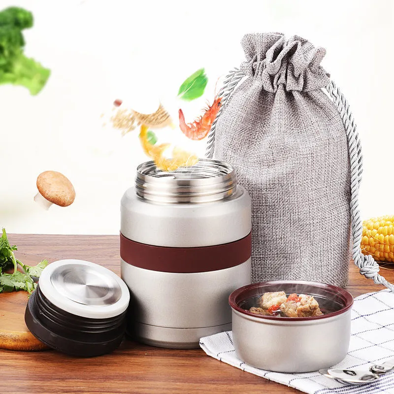 Stainless Steel Double Wall Hot Food Flask Insulated Lunch Box