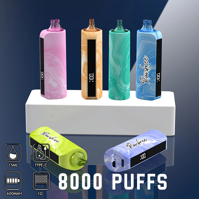 2023 Amazon Mini E cigarette Runfree 8000 puffs rechargeable Santé Meilleur achat Vapes à herbes sèches