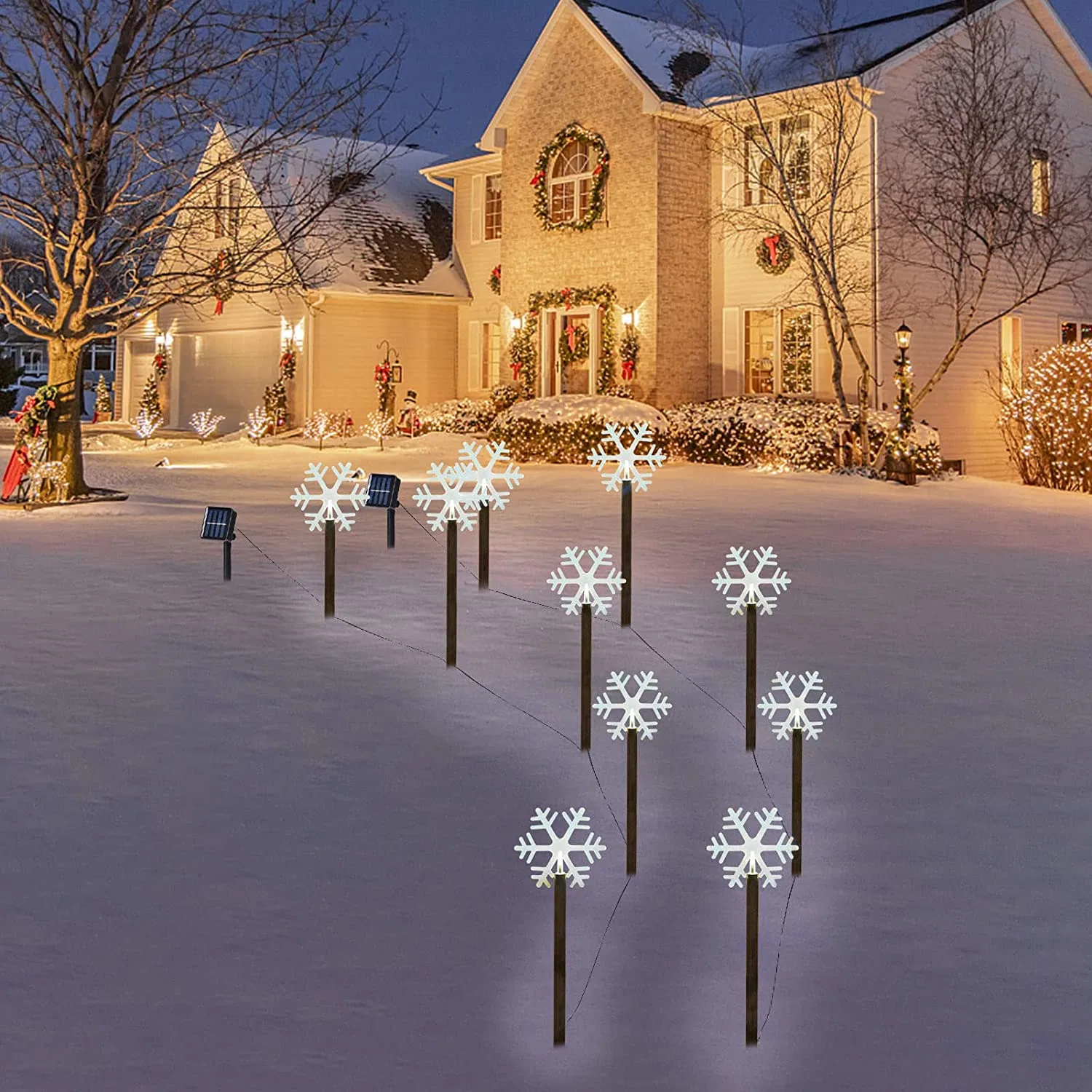 Paisaje de copo de nieve de Navidad solar resistente al agua de las luces de Jardín de las luces decorativas de Navidad