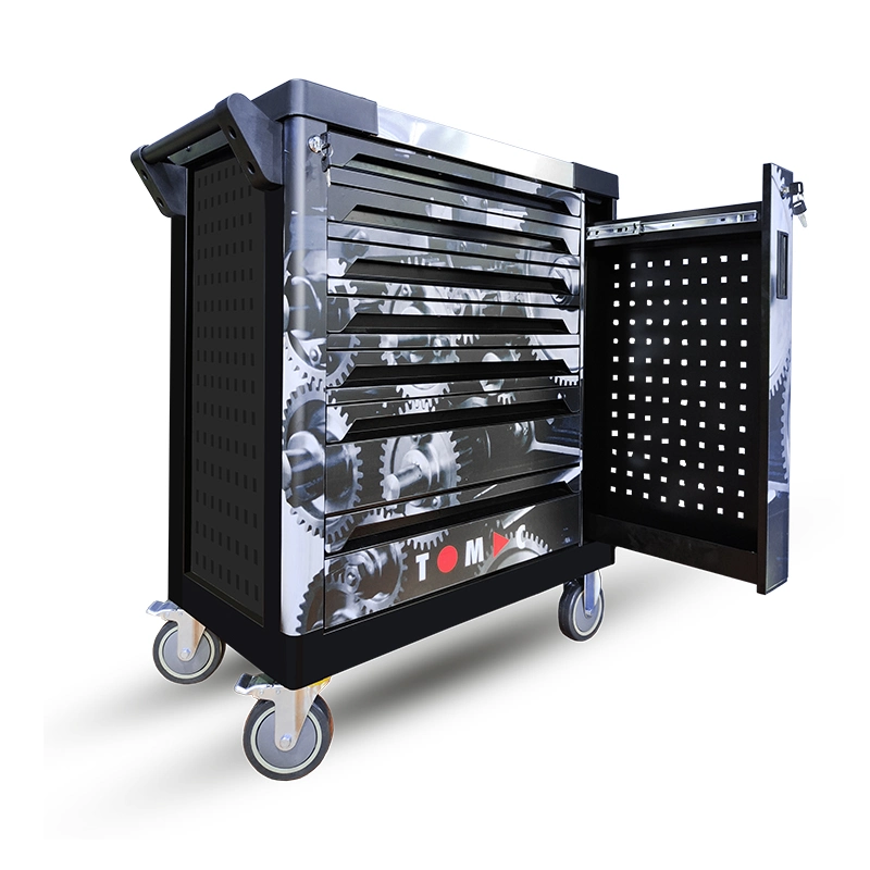 Tomac 7 Drawers Professional Tool Roller Trolley with Tools in Alu Case Iron Material Mobile Workbench Tool Cabinets