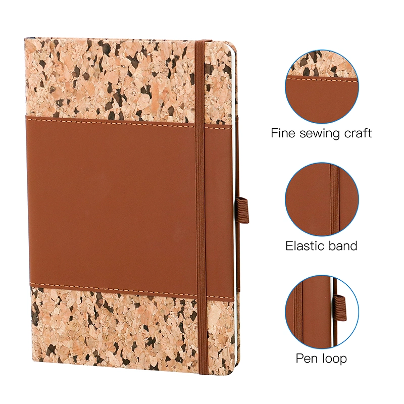 A5 PU Hardcover Leather Notebook with Pen Holder and Elastic Band, Promotional Recycled Notebook