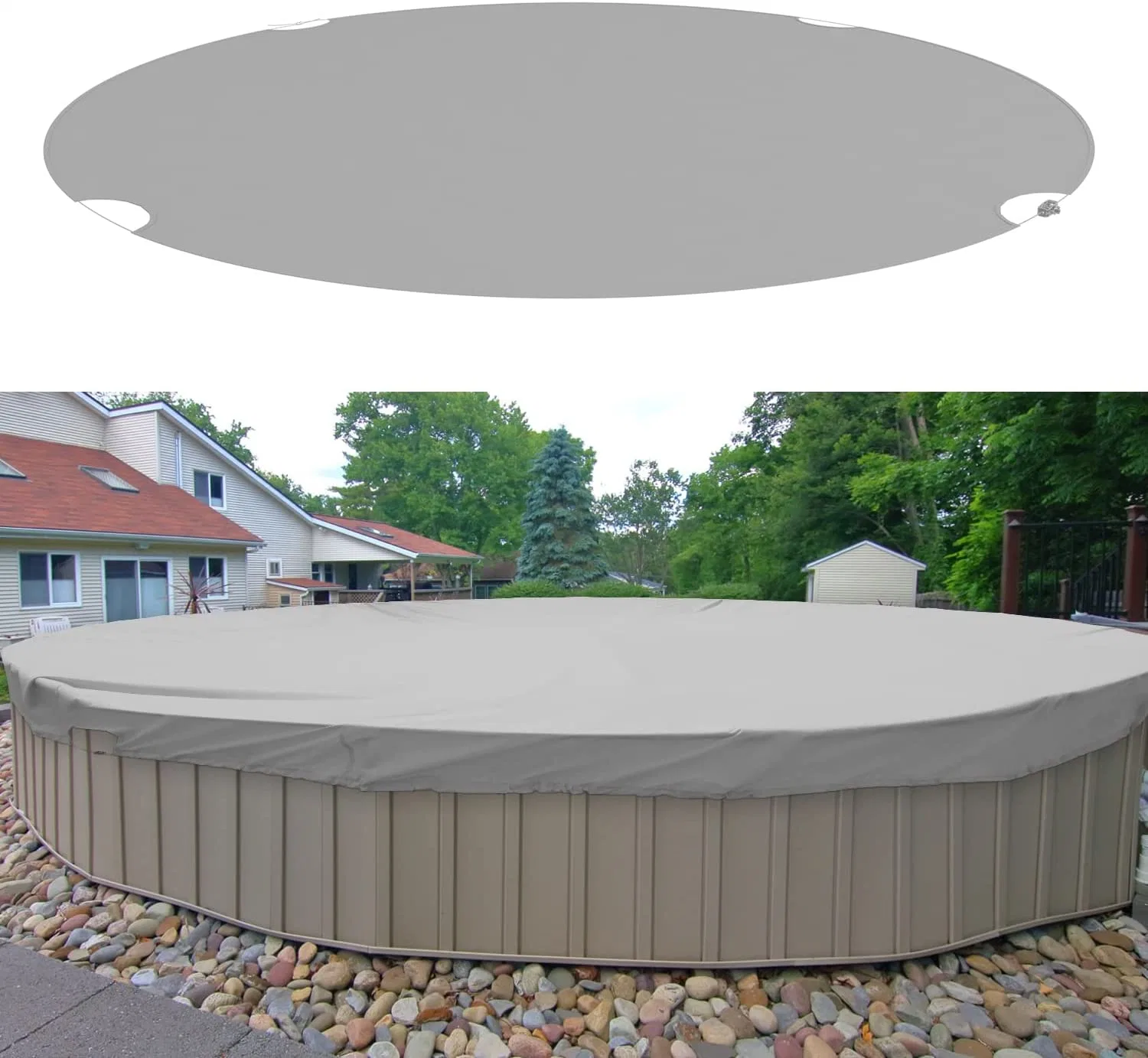 Dandelion Round Winter Pool Cover for 8&prime; FT Swimming Pool Tank, Waterproof Pool Safety Cover with UV Protection