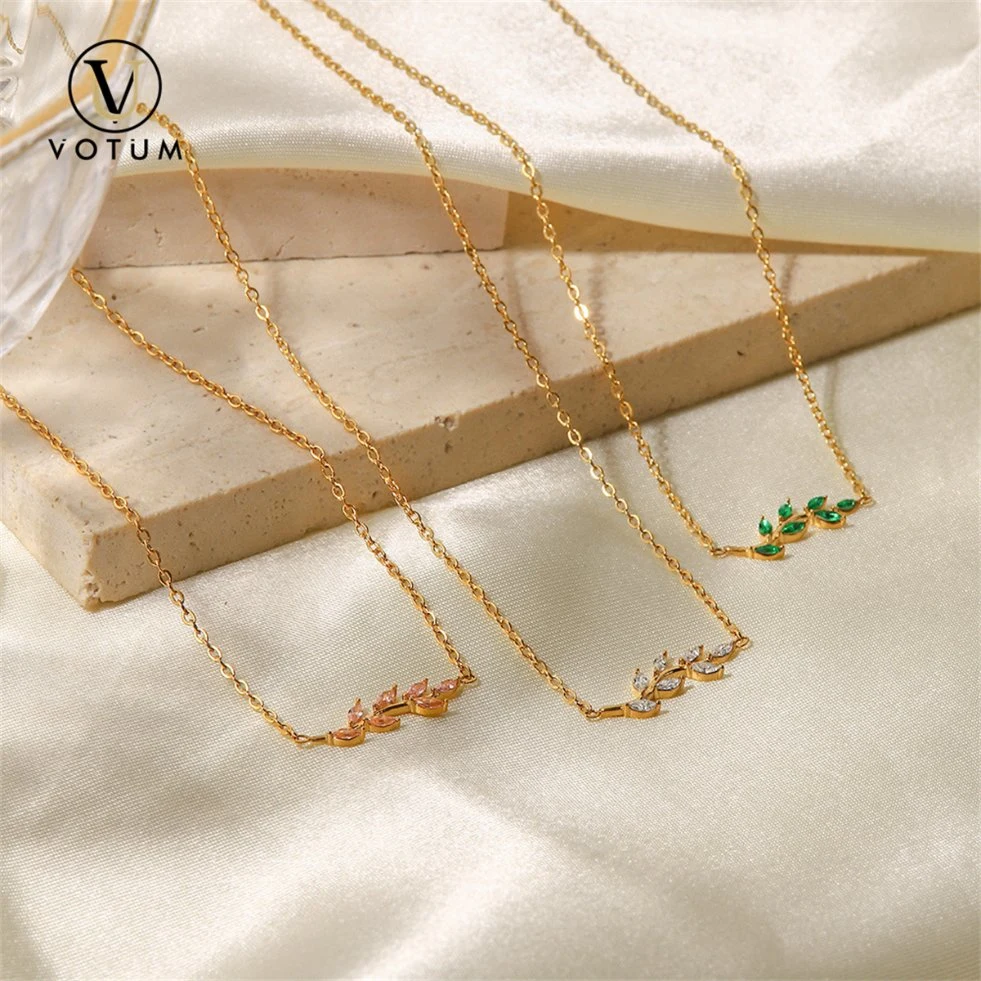 Votum Leaves Design S925 Plata 18K Collar de piedra preciosa bañado en oro Con Moissanite Spinel Joyas de lujo personalizadas