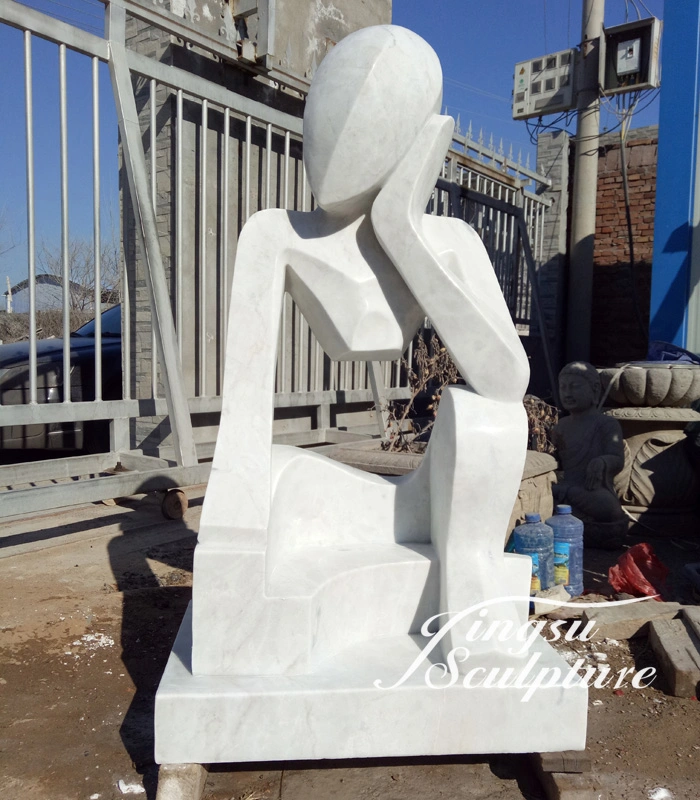 Hand Carved Polishing White Color Modern Statue Abstract Marble Sculpture for Garden