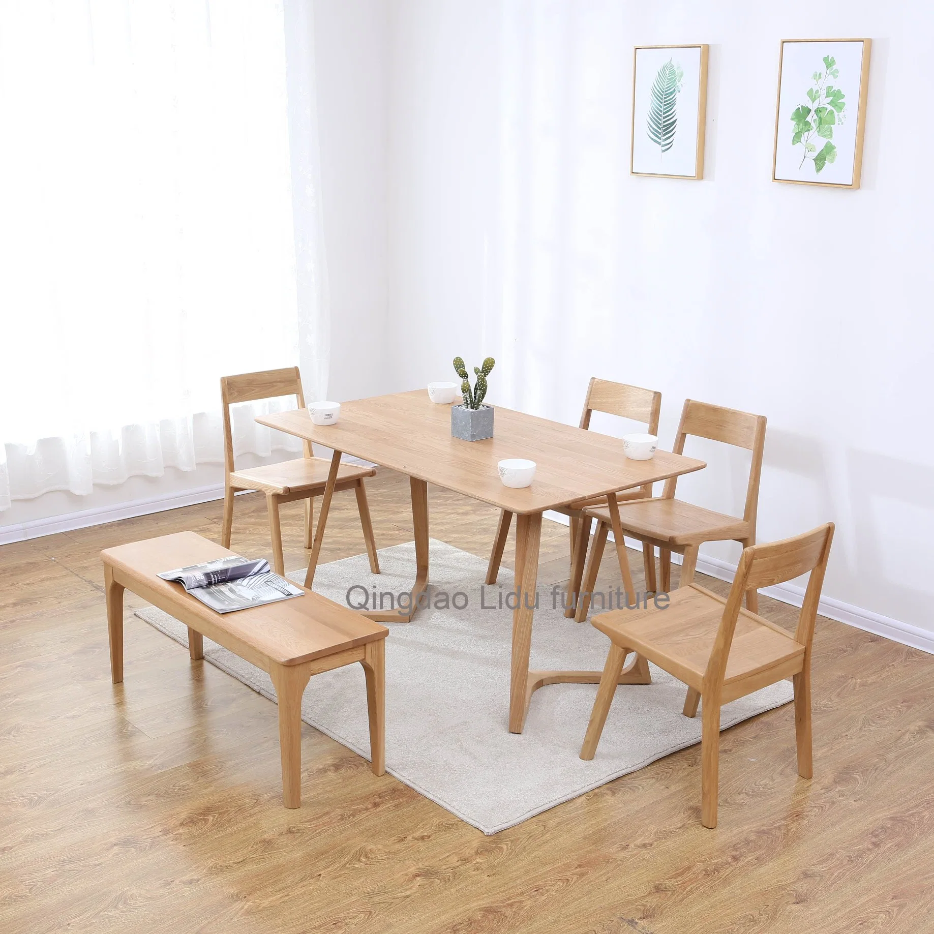 Nueva llegada Muebles de lujo Mesas de comedor rectangular Mesa de comedor Madera Roble sólido Mesa y sillas