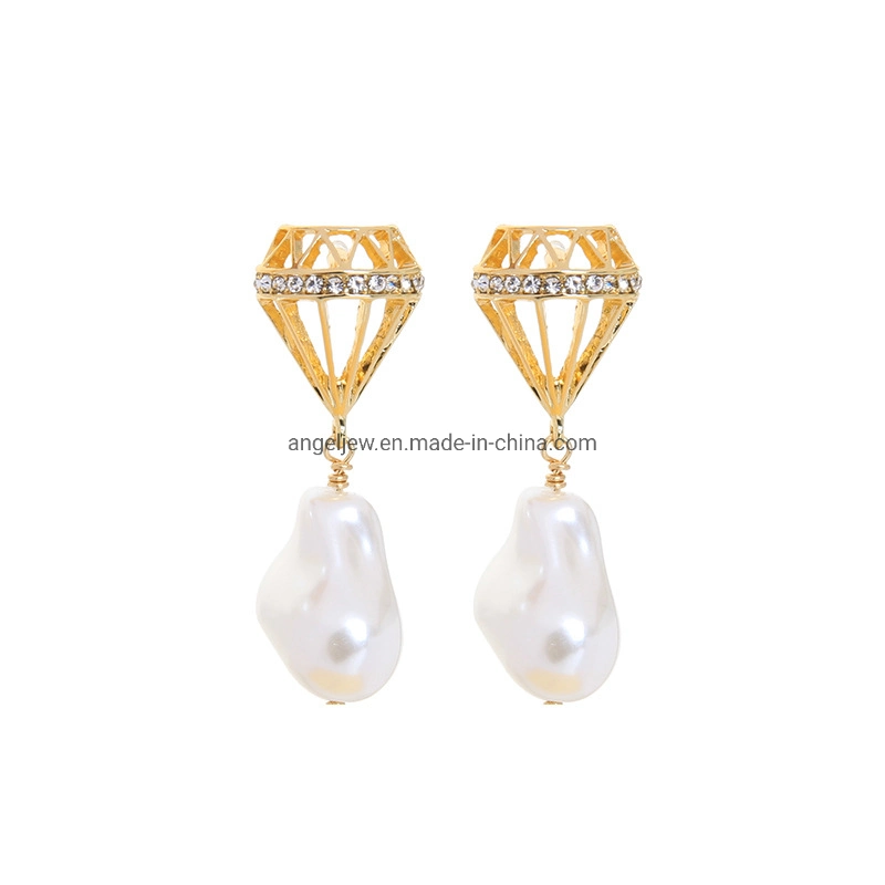 High quality/High cost performance  Women Accessories 18K Gold Jewelry 925 Sterling Silver or Brass Simple Fine Fashion Jewellery Freshwater Baroque Pearl Earrings Wholesale/Supplier