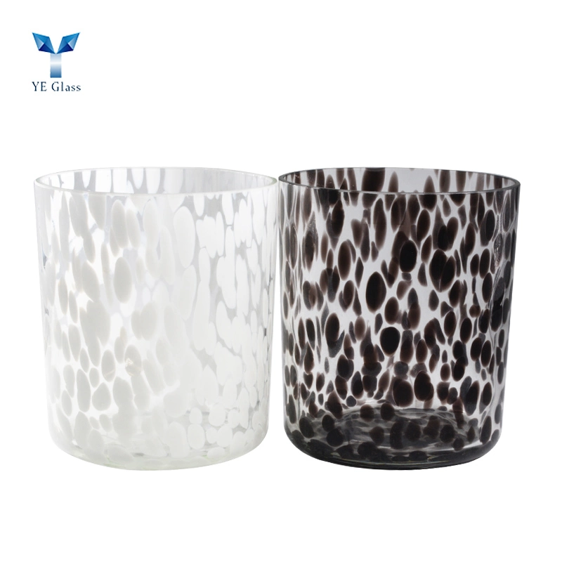 Luxury Popular Hand Blown White Brown Leopard Large Vogue Glass Candle Jar