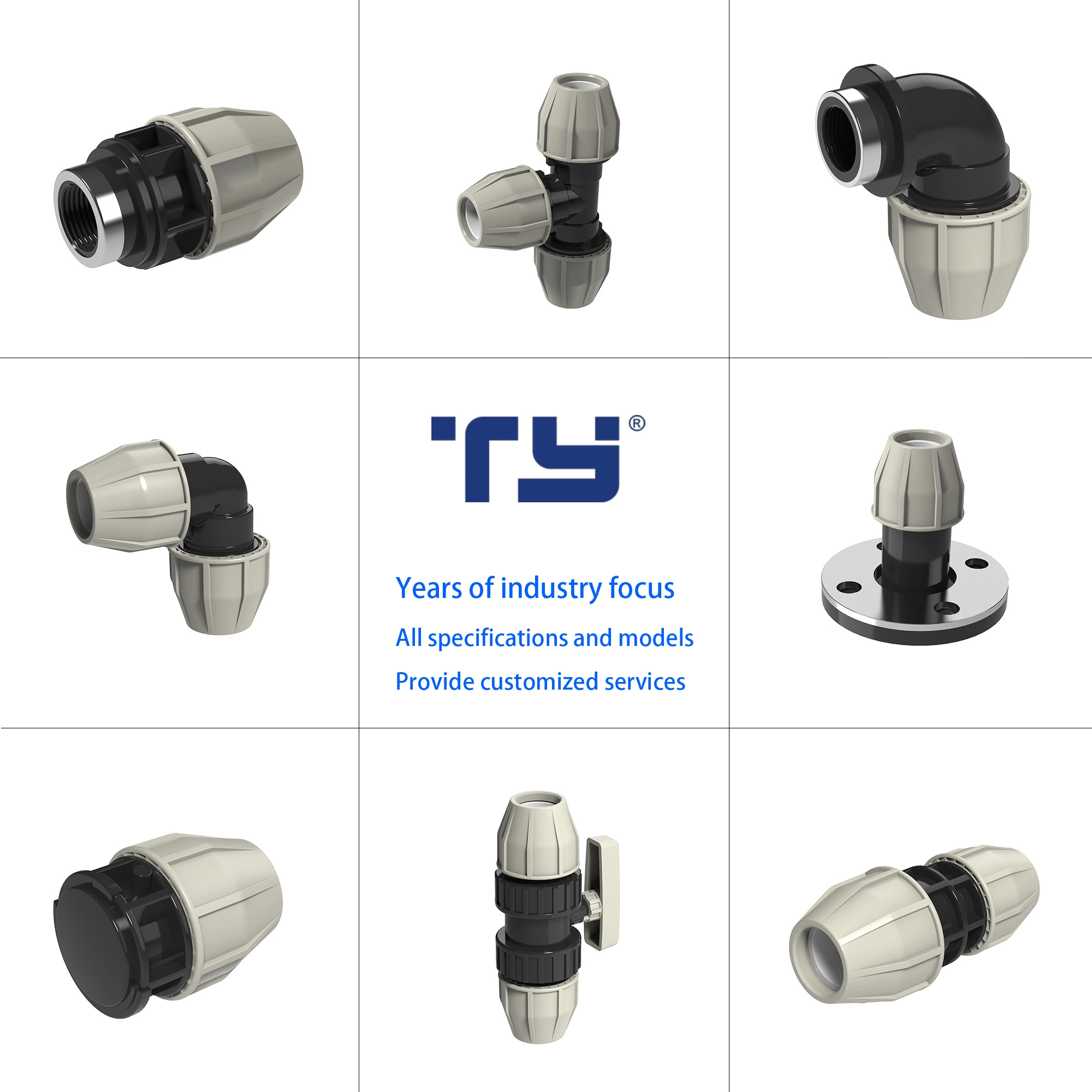 Flange Piping Systems PP/Plastic Compression/Irrigation Fitting Standard Fish Brand ISO1587AS/NZS4129