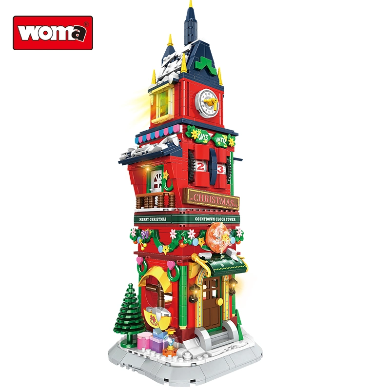 Woma Toys 2022 CPC Kids Adult Decompression Christmas Countdown Clock Tower Construction Toy Small Building Block Brick Children Gift DIY Juguete