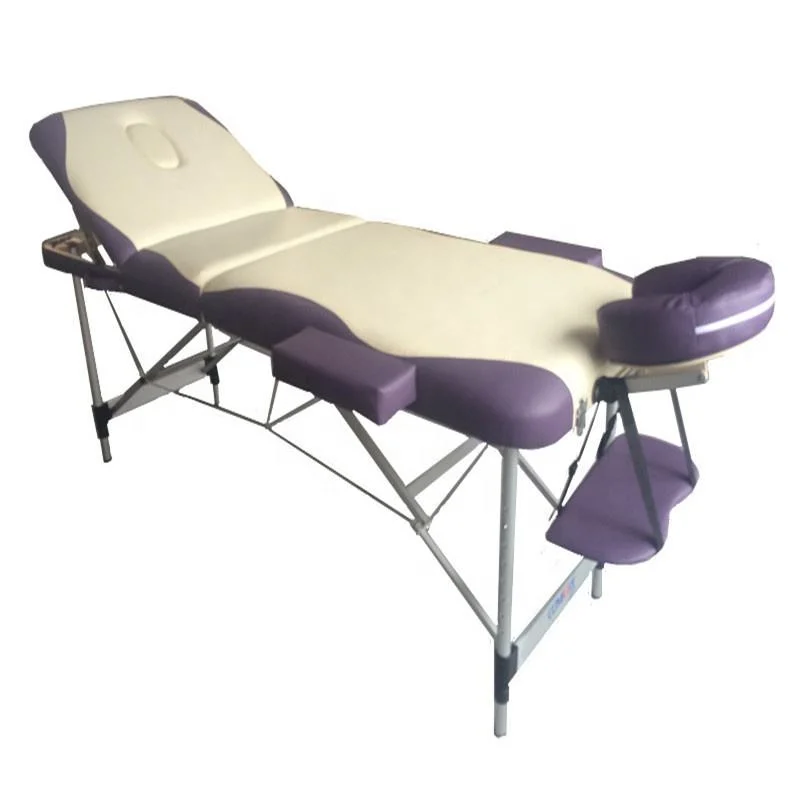 Hot Selling Foldable 3 section Aluminium Massage Table Round Corner Leather Massage Bed Equipment Furniture Table for Beauty,Salon (ZG28-013)