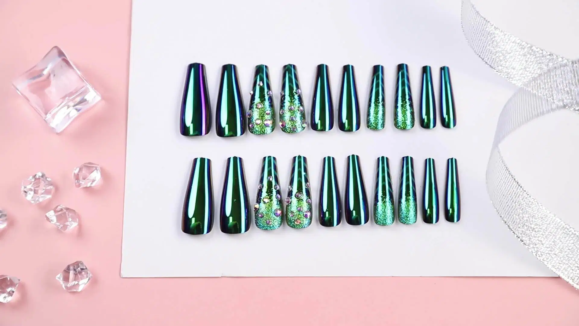 Luxury Diamond False Extra Long Fake Nails Curve Elegant Design Nails