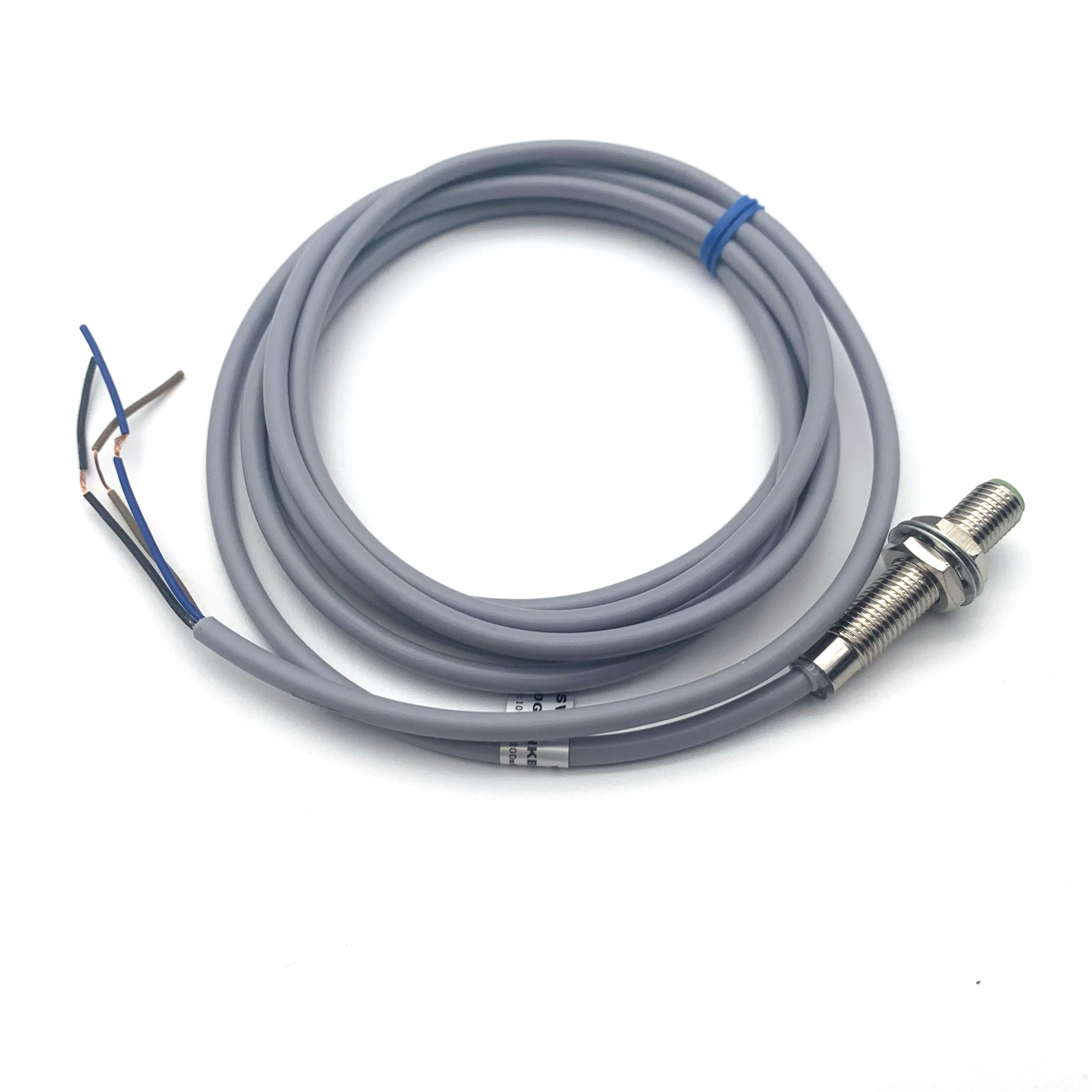 NPN No 1mm Detect Switch M8 Inductive Proximity Sensor with 2m Grey PVC Cables