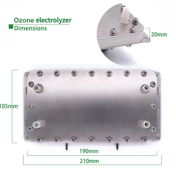 DC 12V de titanio de metales preciosos de la producción de desinfectante del ozono electrodos electrolíticos ozono celda