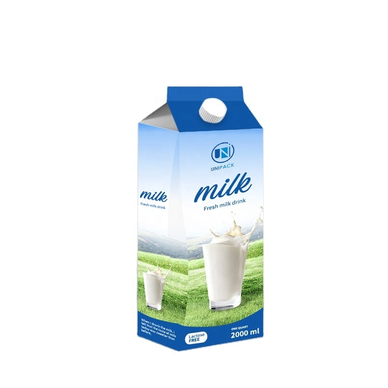 Unipack Eco-Friendly Composite Laminated Cardboard Aseptic Gable Top Pack Filling Juice Milk Carton Box Packaging