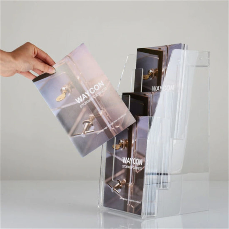 Car Magazine Brochure Leaflet Holders Advertising Acrylic Pet PVC Floor Display Stand