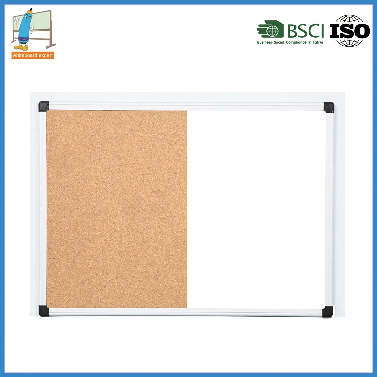 Wall Hanging Magnetic Presentation Whiteboard/Bulletin Combination Board