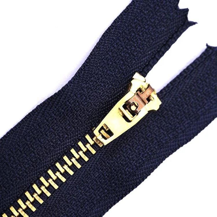 3# 5# Brass Yg Zipper with Semi Auto Lock Slider for Jeans