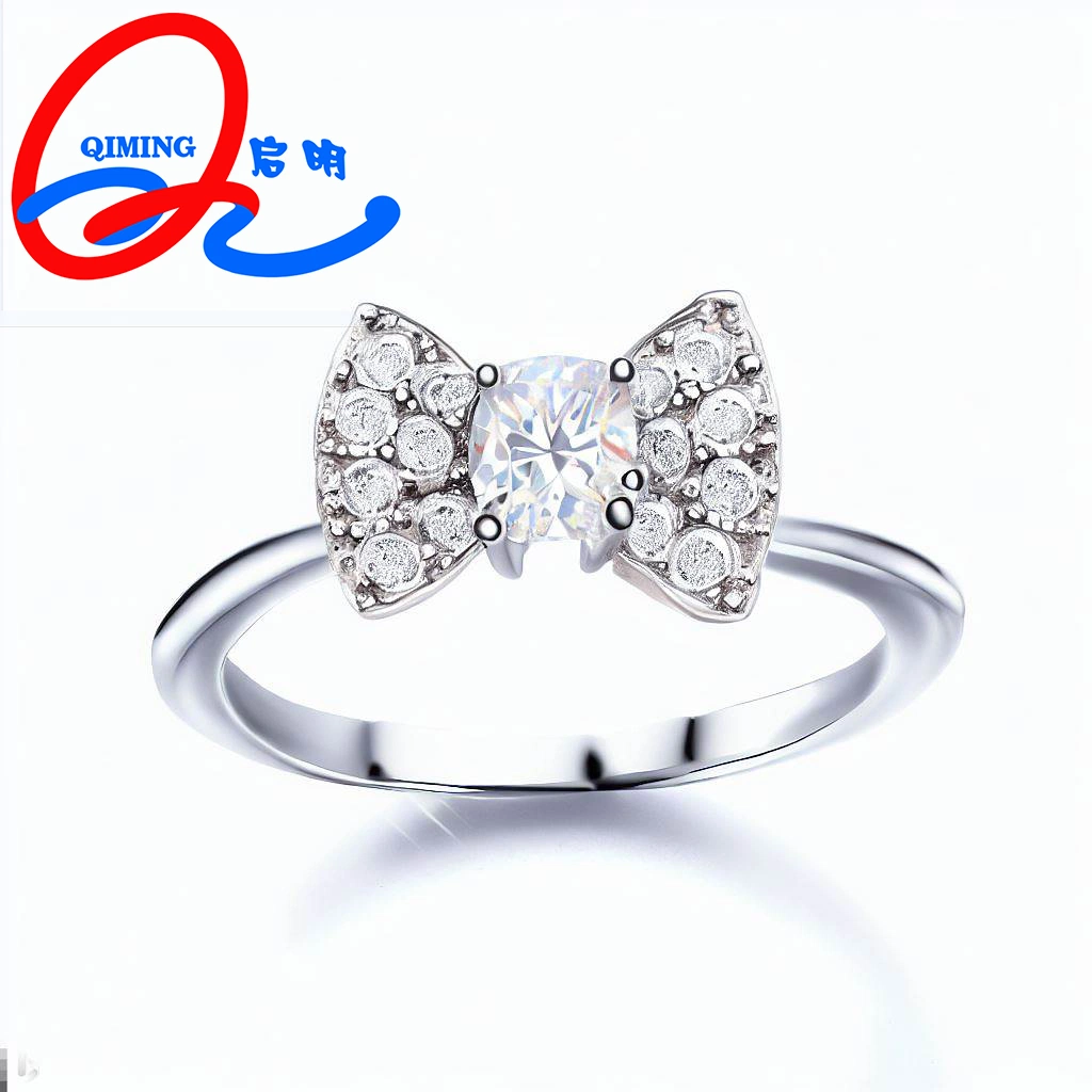 14K White Gold Bow Shape Lab Grown Diamond Ring Price